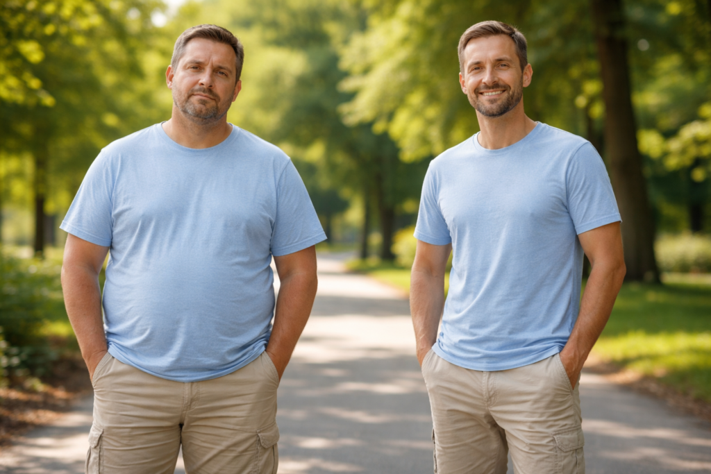Chlap pred tým a potom ako schudol pomocou manažmentu obezity - Michalovce